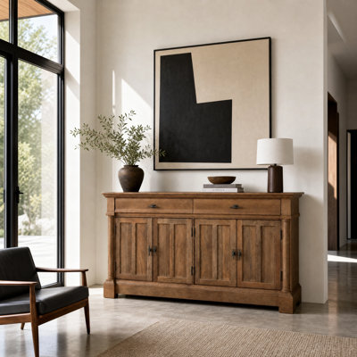 Padova 70" Solid Wood  Sideboard Buffet Light Walnut 