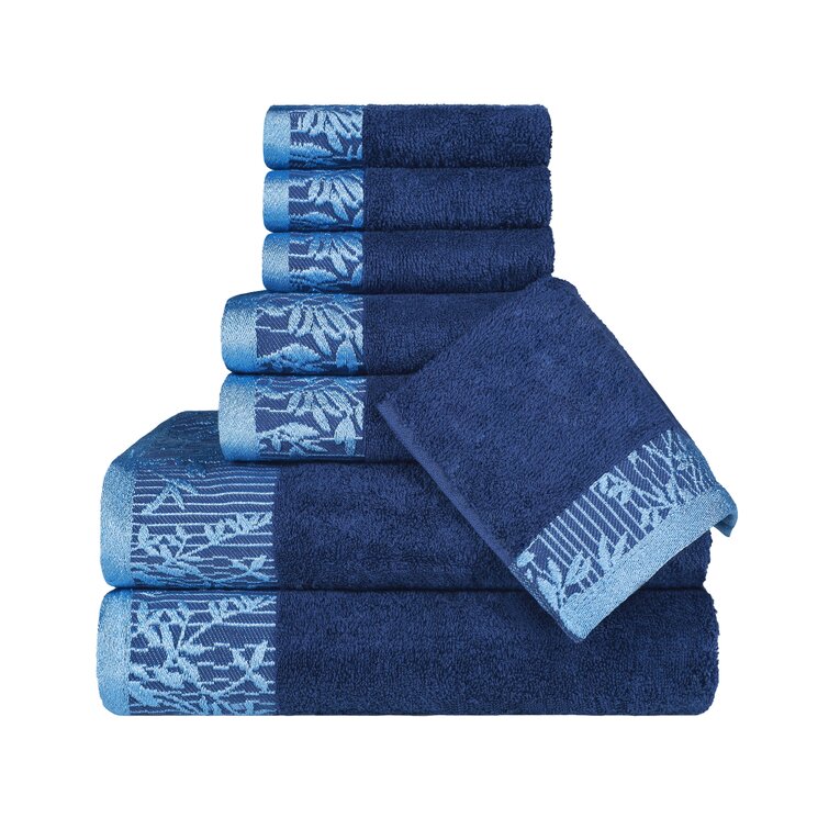 8pc Cotton Bath Towel Set Light Blue