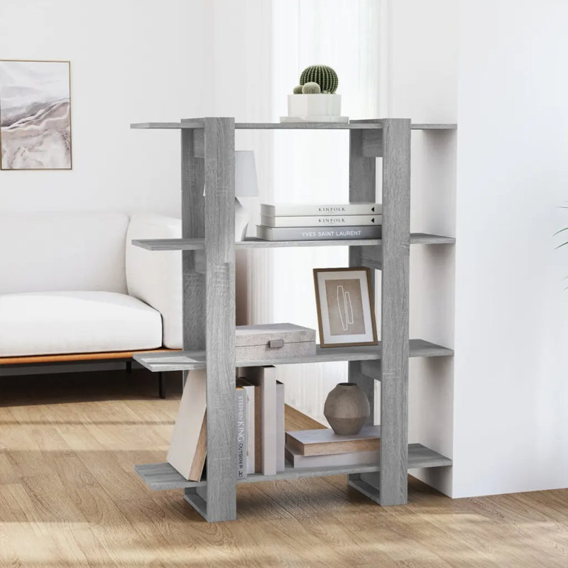 Burnaby 123.5cm H Etagere Bookcase, 123.5cm H x 100cm W x 30cm D, Sonoma Grey