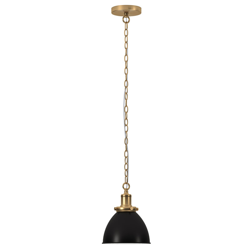 Elodie 1 - Light Brass Dome Pendant, 84" H x 5.13" W x 5.13" D, Black