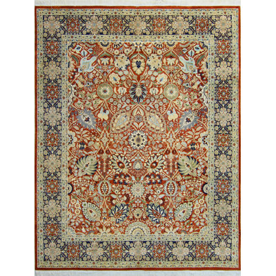Tapis roksana fait à la main de couleur roksana - bleu marine, 8 pi 2 po x 10 pi 3 po