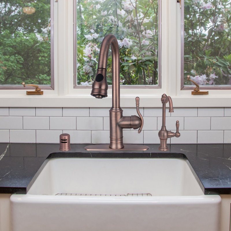 Akicon Pull Down Kitchen Faucet, Antique Bronze