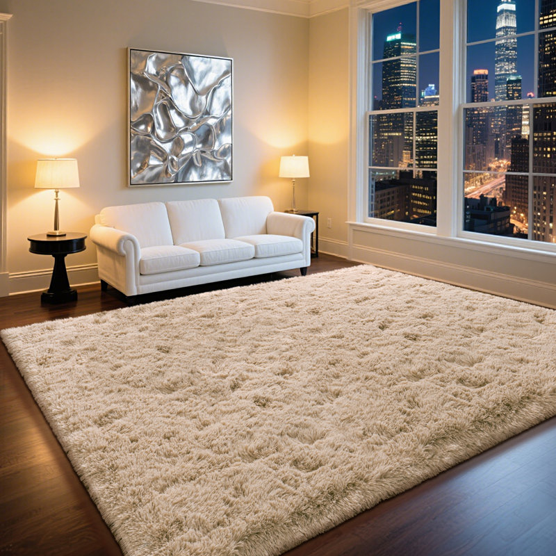Large Shag Area Rug For Living Room, 10x14ft Soft Fluffy Rug For Bedroom, Upgrade Non Slip Backing, Spring Home Decor Aesthetic Carpet, Ideal For High Traffic Areas Indoor, Camel