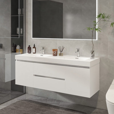 Ensemble de meuble-lavabo double mural 60 po Vanarsdale