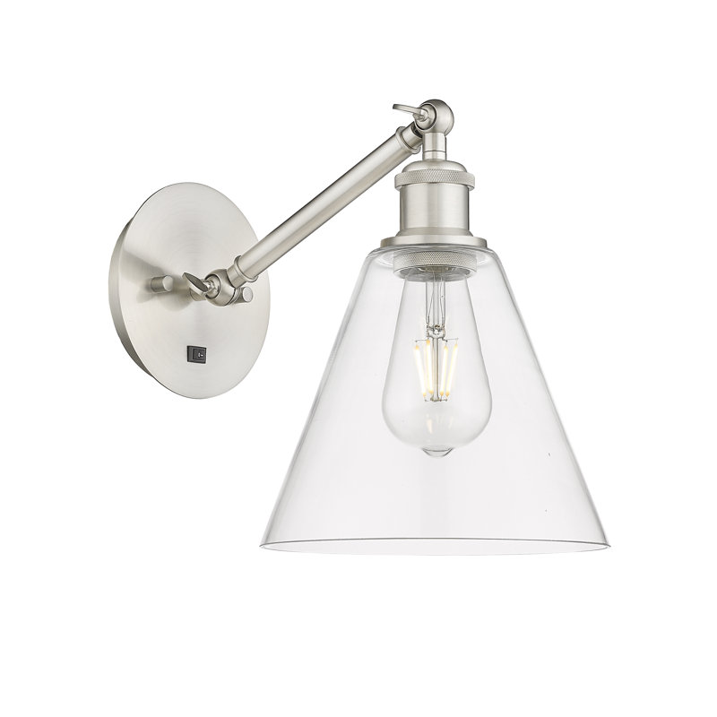 Shauna Armed Sconce, Incandescent, Clear, Brushed Satin Nickel
