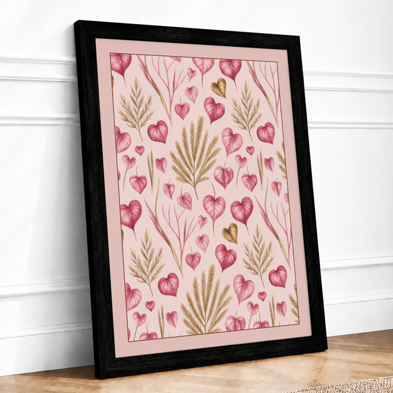 Hearts Botanical - Framed Print, A1 - 84.1 x 59.4 cm, Black