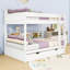 Lit superposé élégant en bois avec tablettes de rangement intégrées et lit gigogne escamotable-1252039097-1252039096