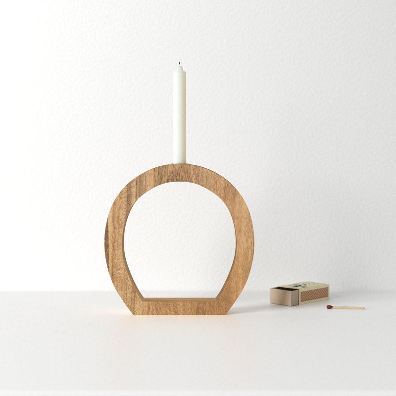 Femke 8'' H Wood Tabletop Candlestick