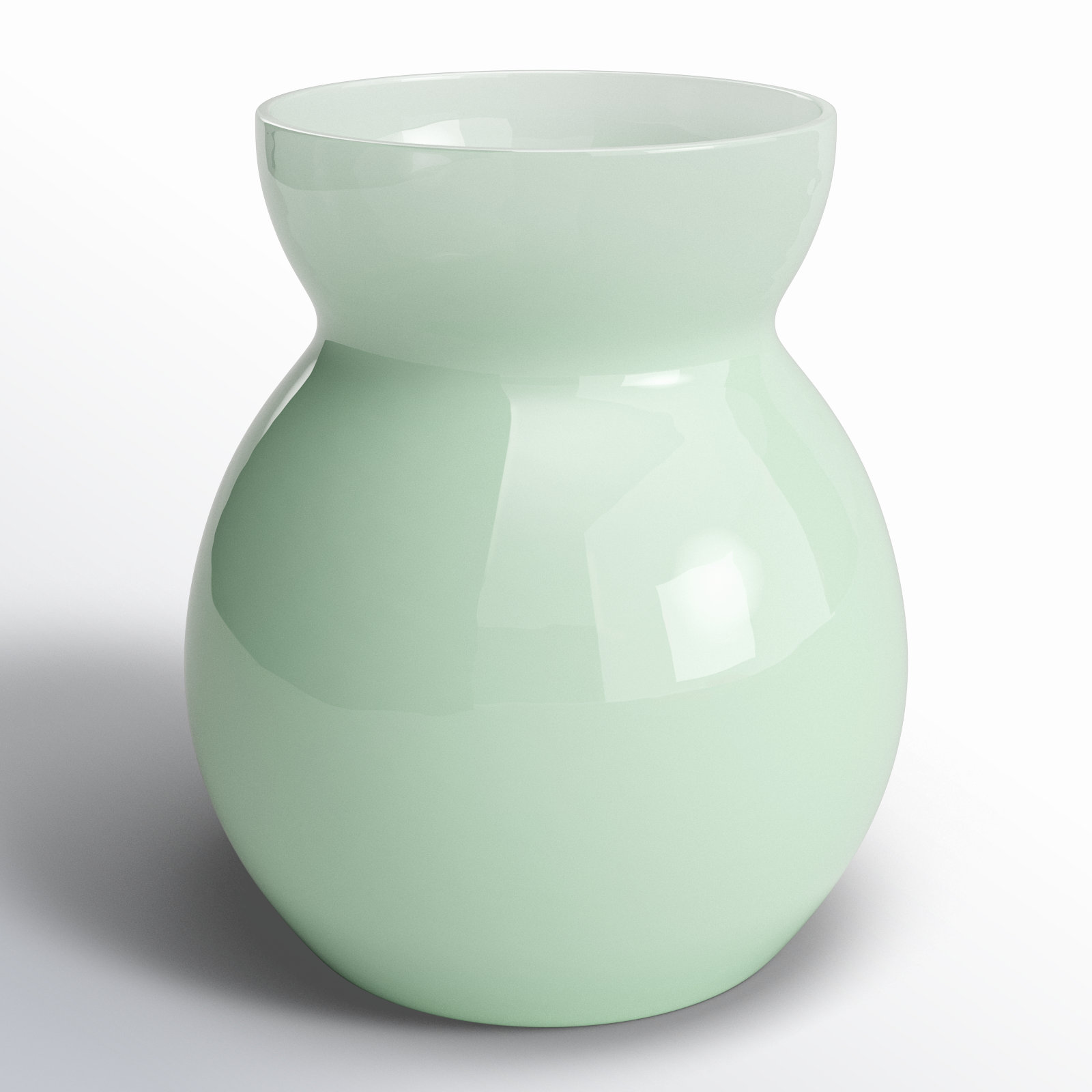 Dewey Handmade Glass Table Vase, Light Green, 8" H x 6.75" W x 6.75" D