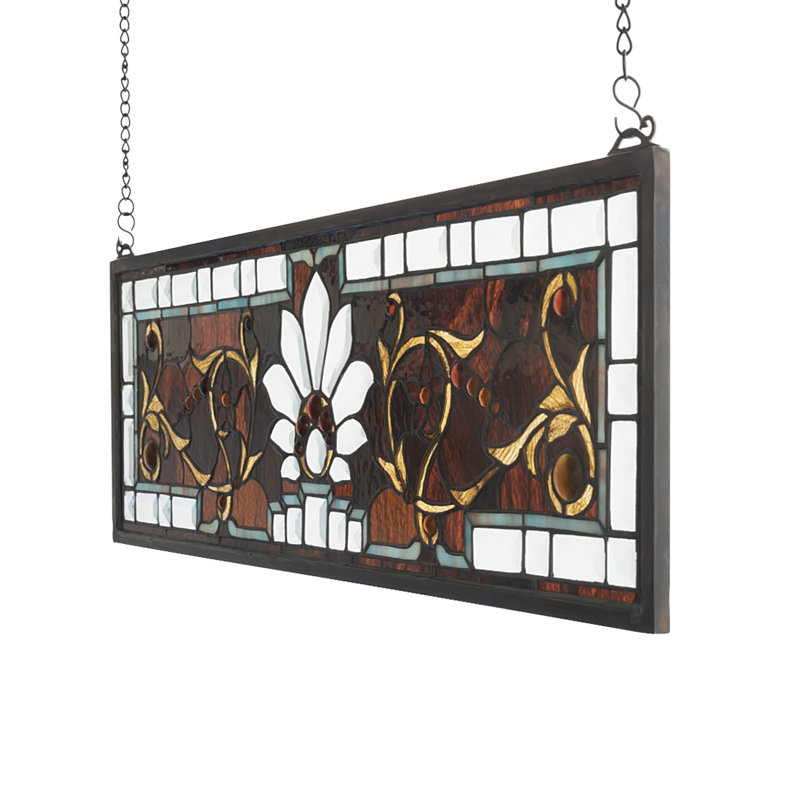 Vitrail en verre coloré biseauté Ellsinore de 28 po x H 9 po