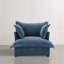 Chaise d'appoint moelleuse en chenille rembourrée bleu marine avec coussins surdimensionnés-621732079