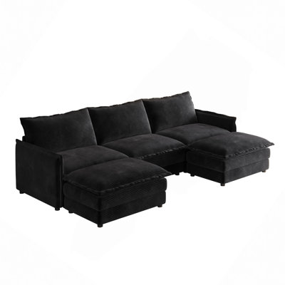 Allan U-Shaped Sectional Sofa with Movable Ottomans