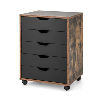 Mobile Storage Cabinet With 5 Drawer And Wheels For Home Office