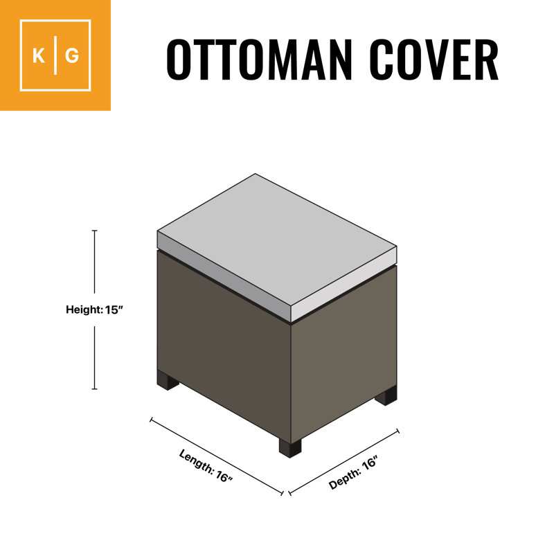 Heavy-duty 16” Ottoman Patio Cover, Gray