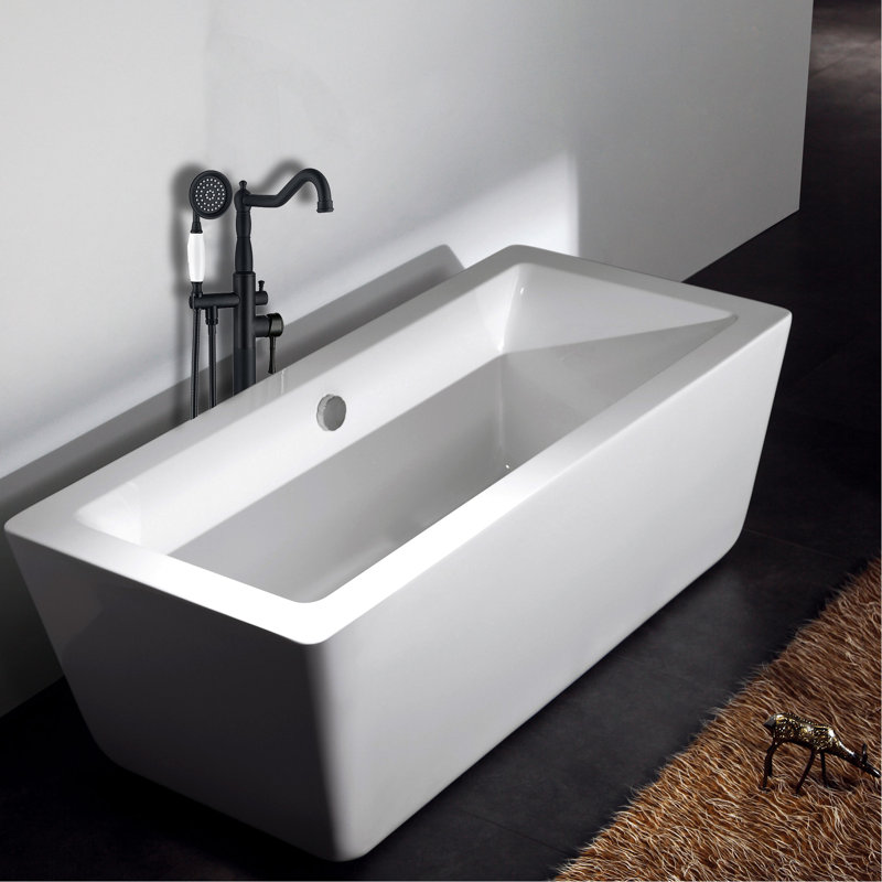 Robinet de baignoire autoportant en métal avec douche à main, aspect mat noir mat