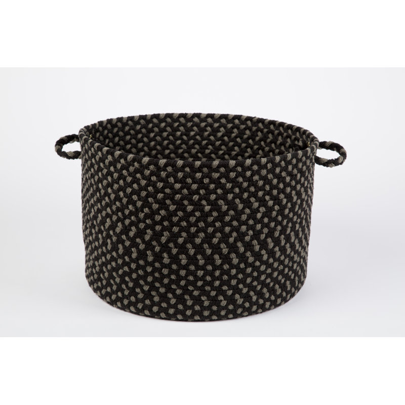 August Grove Charlise Fabric Decorative Basket, Black Satin, 12" H x 18" W x 18" D