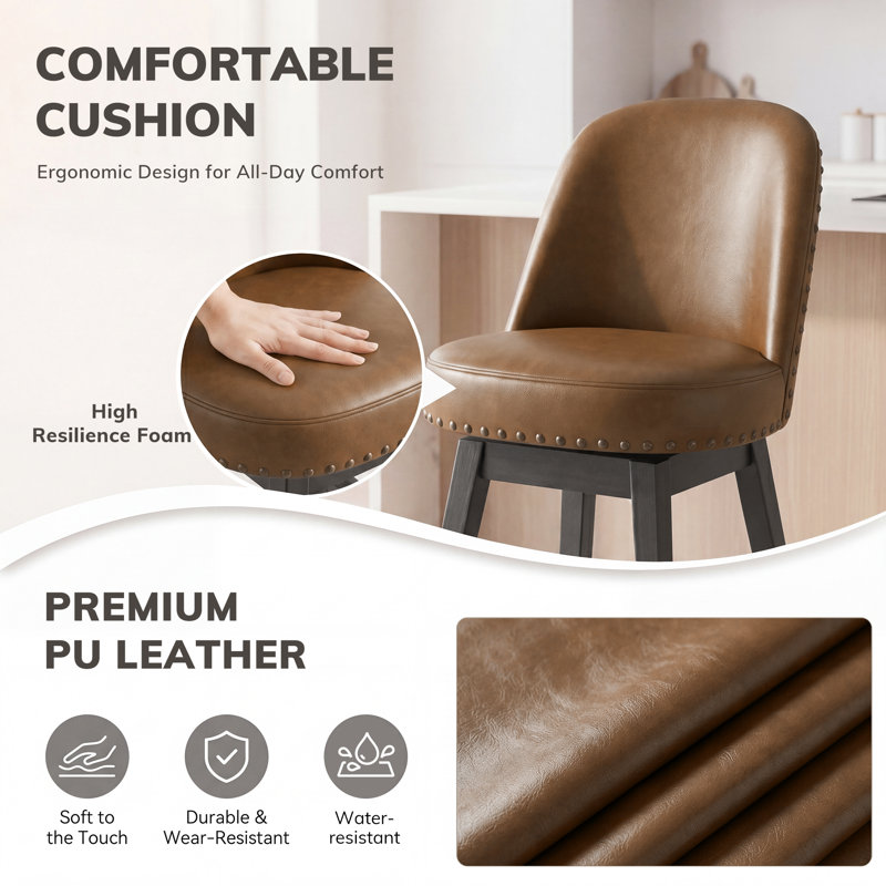 Swivel Counter Stool, Brown