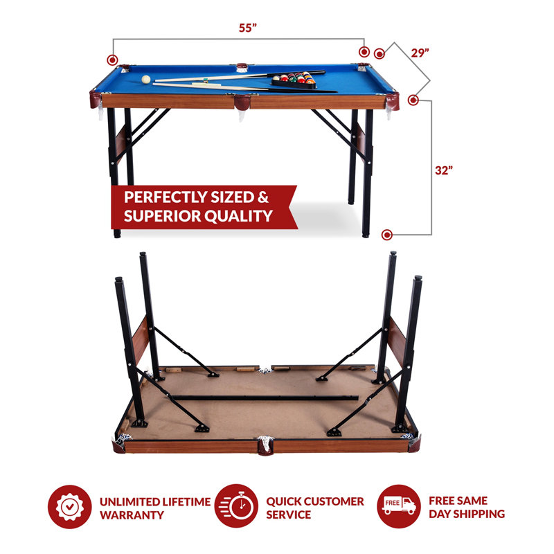 RACK Crucis Folding Billiard/Pool Table, Blue