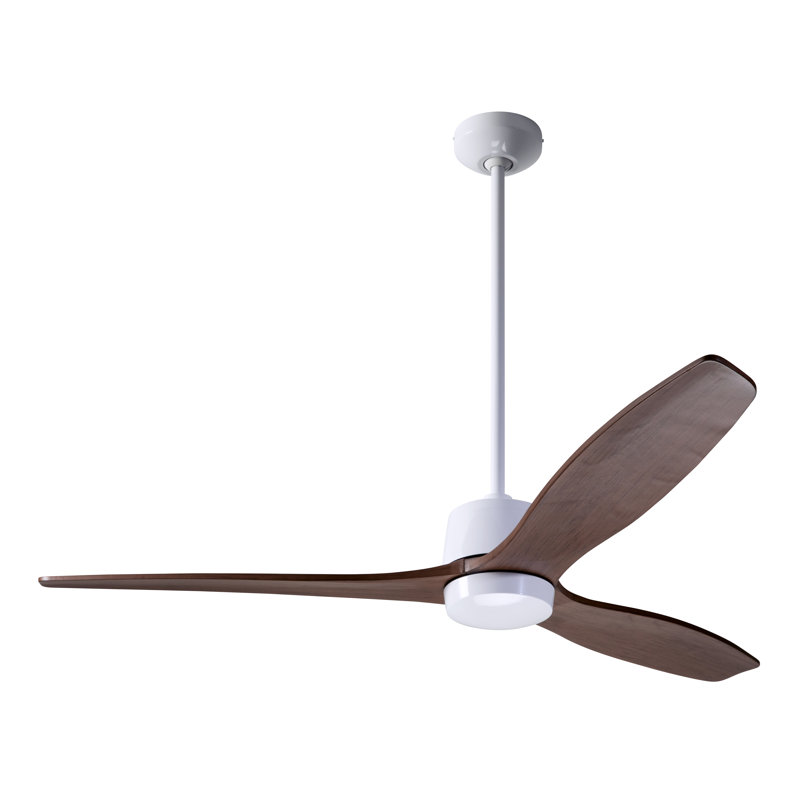 Arbor 54'' Ceiling Fan, Gloss White, Wall Control, Mahogany