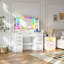 Modern Large Dressing Table with 9 Drawers, Tempered Glass Top, RGB Light Mirror, and Charging Station-1182414397