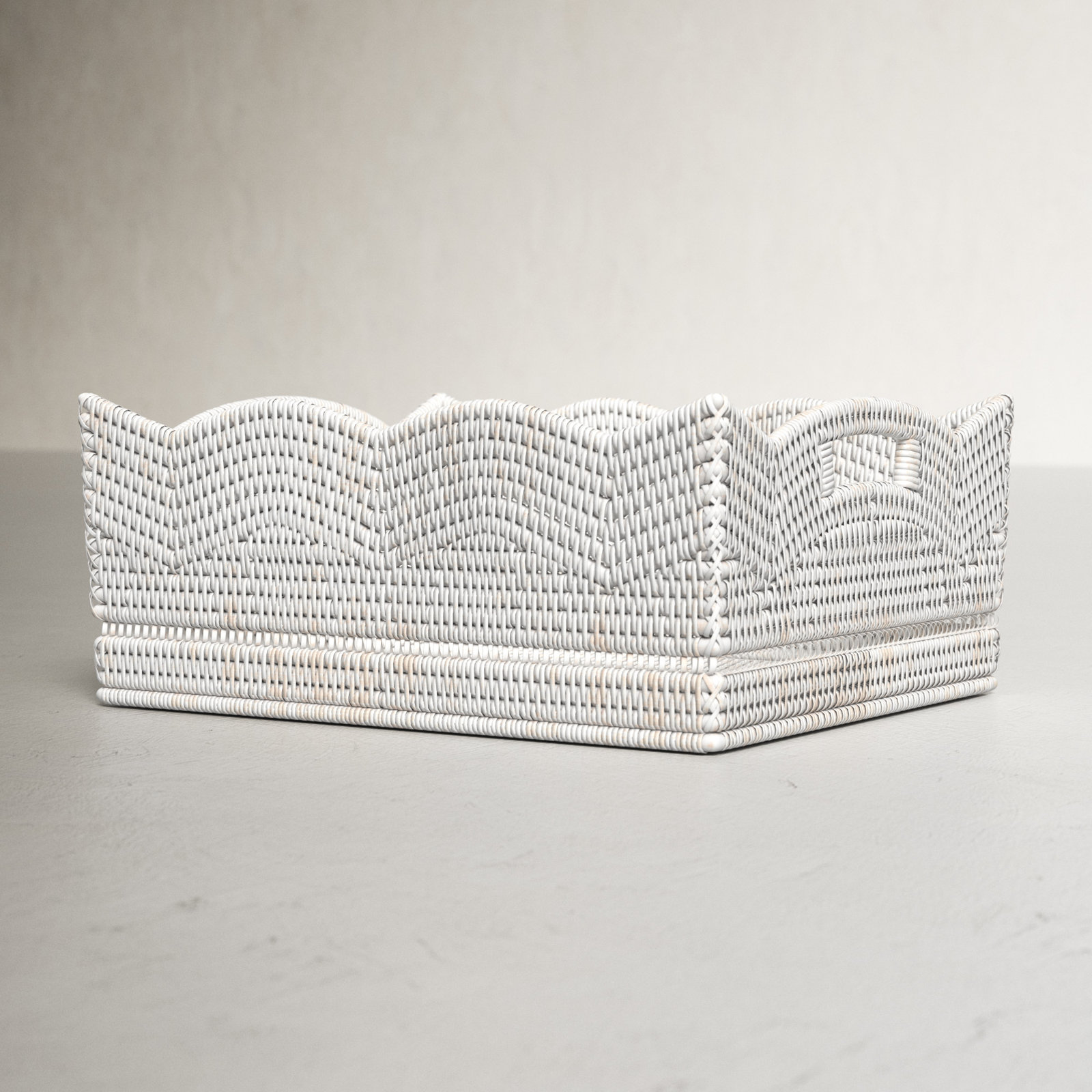 Landry Decorative Tray, 6" H x 14" W x 12" D, White Wash