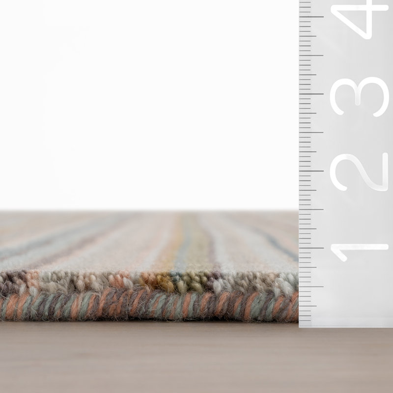 Brindle Stripe Hand Loom Knotted Wool Rug, Runner 2'6" x 8'