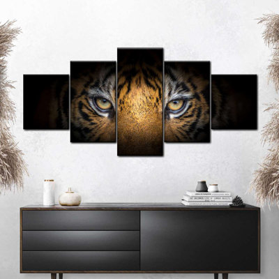 Tigre féroce - ensemble de 5 toiles tendues