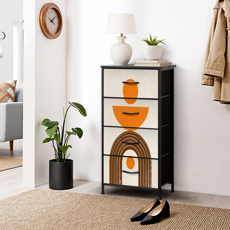 Commode pour commode de chambre à coucher pour commode minimaliste orange brûlé et commodes à tiroirs en tissu