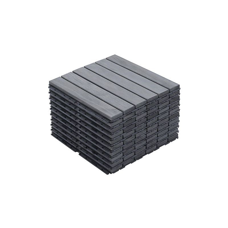 10 PCS Interlocking Deck Tiles Striped Pattern