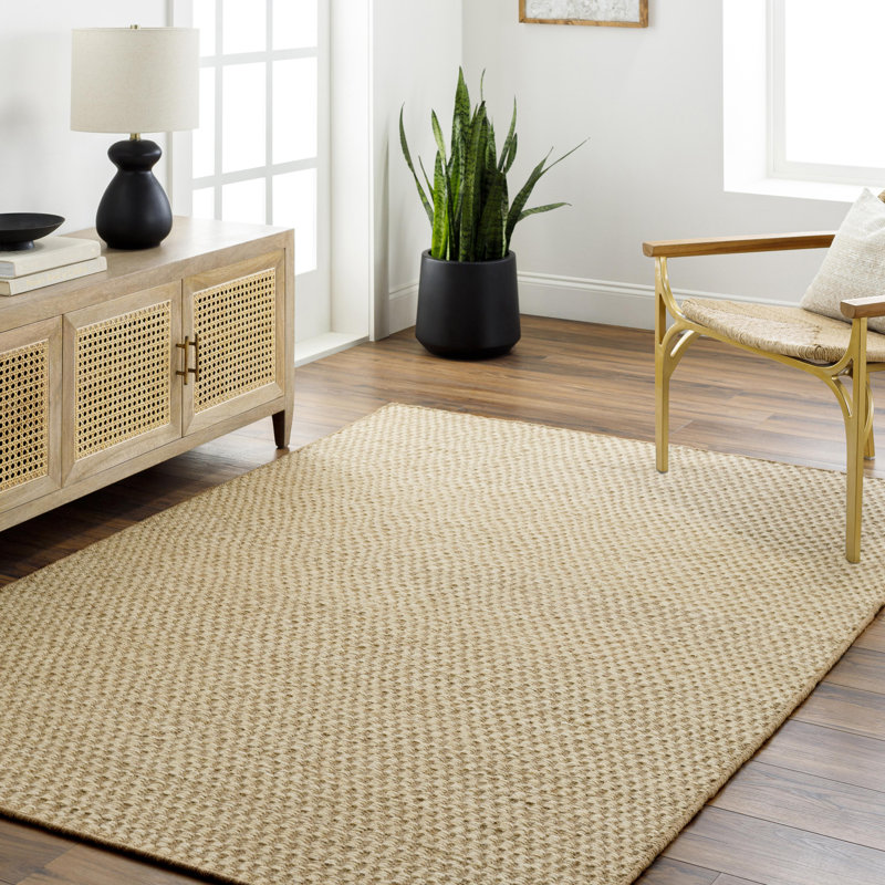 Bolton Checkered Area Rug in Tan, Rectangle 2' x 3'