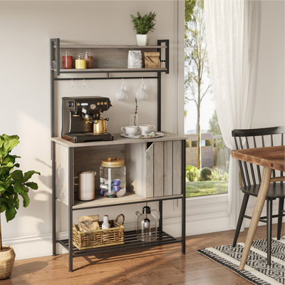 Étagère de boulanger standard en bois Humayd 33,8 po avec compatibilité micro-ondes