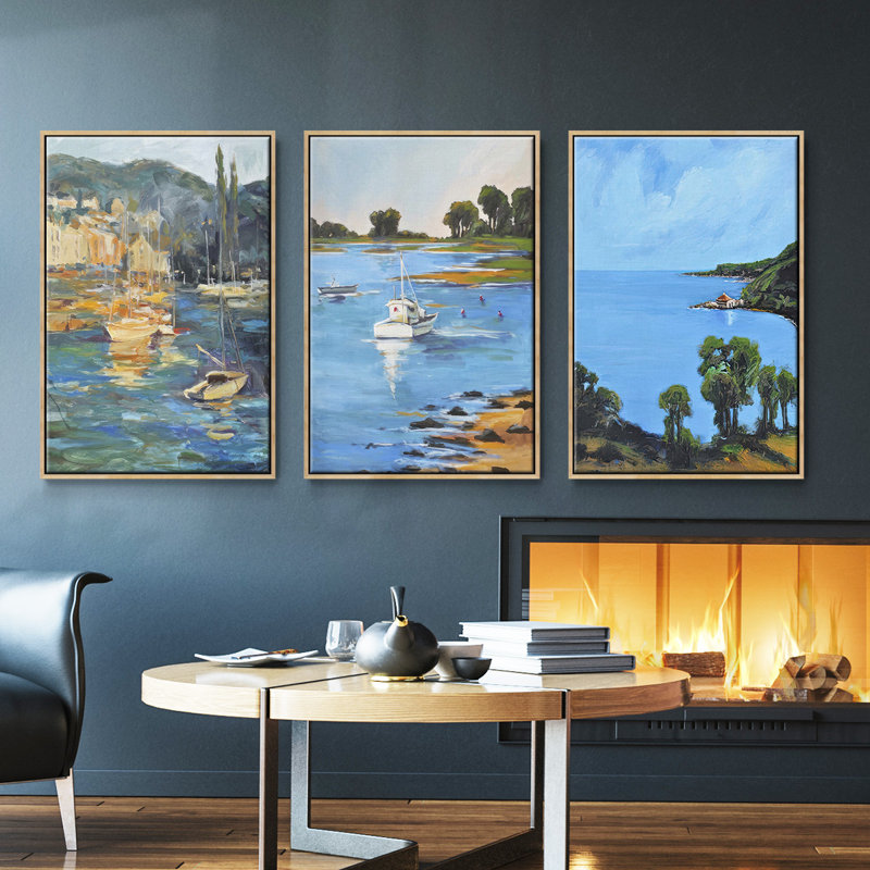 " Coffee Cats I " 3 - Pieces, Natural, 36" H x 72" W