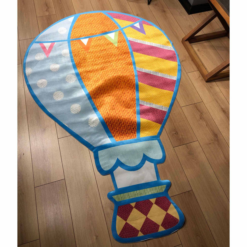 Tapis bleu / orange en polypropylène tissé à la machine 4 pi 7 po x 6 pi 7 po Novelty Raymonde