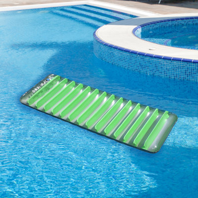 76" Green And Gray Inflatable Sun Tanning Swimming Pool Mattress Raft