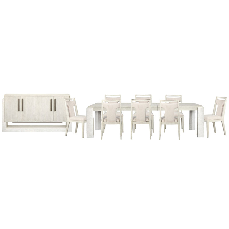 Table de salle à manger extensible Rigsby, 10 pièces: table, 8 chaises, desserte
