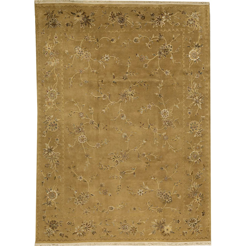 Tapis doré et doré de haute qualité noué à la main