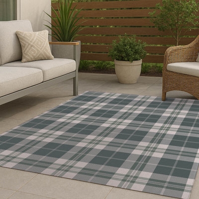 Tapis d'extérieur antidérapant Tartan Block