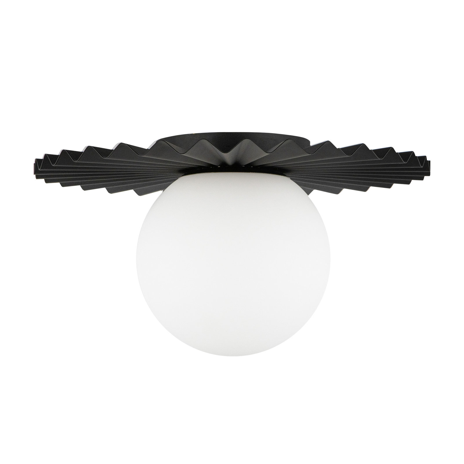 Laki Single Light Glass Flush Mount, Matte Black, 6.63" H x 11.88" W x 11.88" D