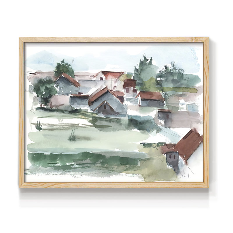 Valley Farm I - Reproduction encadrée - Restickable, Naturel, H 11 po x l 14 po