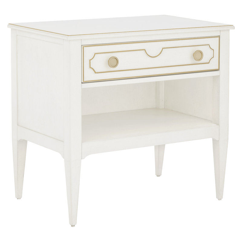 1 - Drawer Nightstand, Linen/Antique Gold