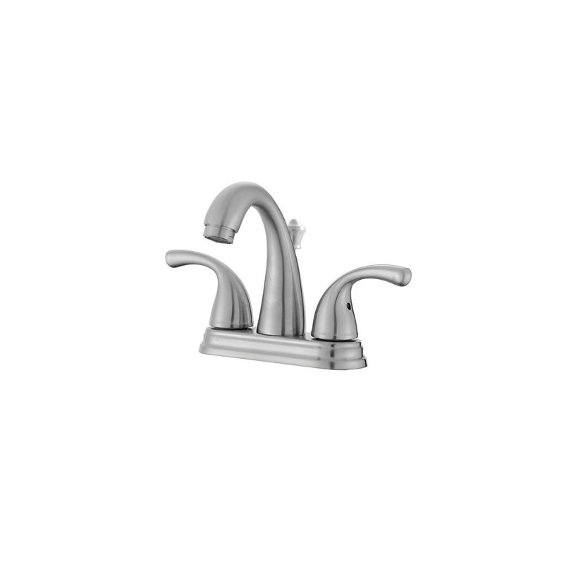 Luna Collection Double Handle 4" Centerset Lavatory Bathroom Sink Faucet with Drain Assembly - Brushe Nickel, Brushed Nickel