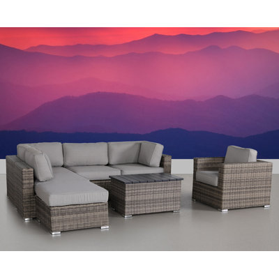 Thatch Wicker Fully Assembled 4 - Person Seating Group with Cushions