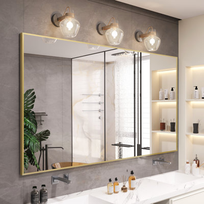 Lesamuel Wall Mounted Vanity Mirror w/ Aluminum Frame for Bedroom, Entryway, Living Room