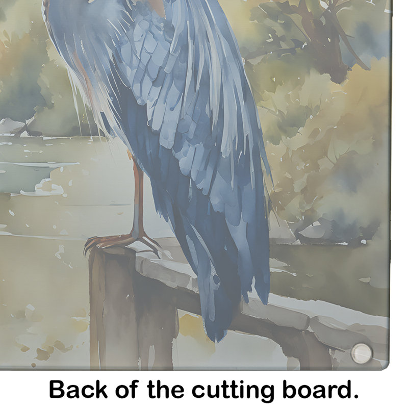 Blue Heron Glass Cutting Board Large