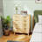 HOMCOM Fluted Dresser For Bedroom With 4 Drawers, Chest Of Drawers With Gold Finger Pulls And 4 Wood Legs, Natural Wood