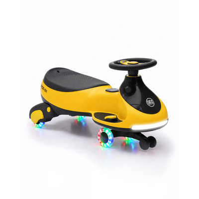 Voiture électrique 12V pour enfants, voiture pivotante 2 en 1 avec pédale, anti-retournement, capacité de 130 lb, roues clignotantes et musique