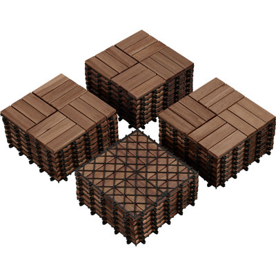 Natural Acacia Wood Interlocking Deck Tiles 12″x12″