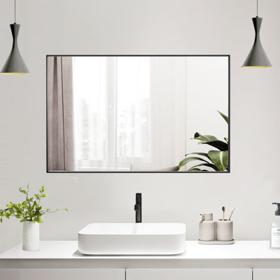 Modern & Contemporary Rectangle Bathroom Vanity Mirror Metal Framed Wall Mirror