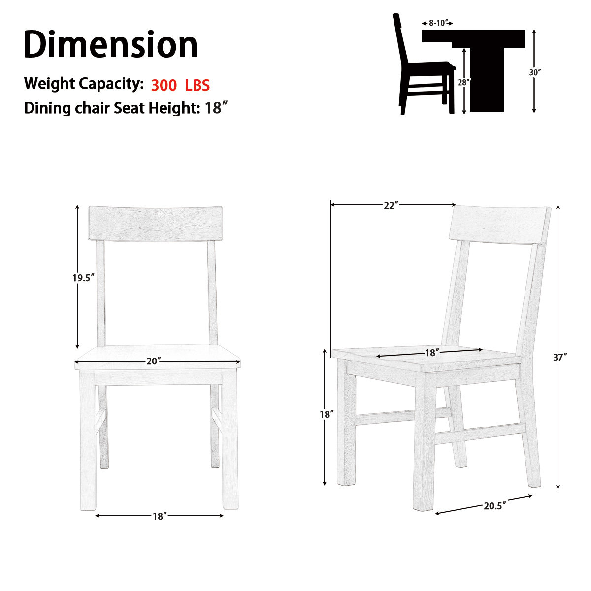 Solid Wood Dining Chair in Natural Finish