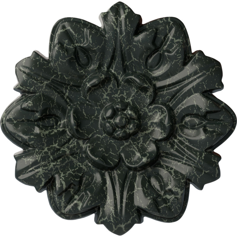 Endurathane Emery Leaf Ceiling Medallion, 7 5/8"OD x 1"P, Hand-Painted Painted Turtle Crackle Finish, Painted Turtle Crackle